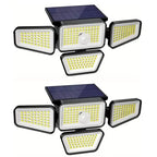 270 LEDs Solar Wall Light With Motion Sensor - 4 Head Lamp, 3 Lighting Modes Wide Angle Security Wireless Flood Light