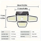 270 LEDs Solar Wall Light With Motion Sensor - 4 Head Lamp, 3 Lighting Modes Wide Angle Security Wireless Flood Light