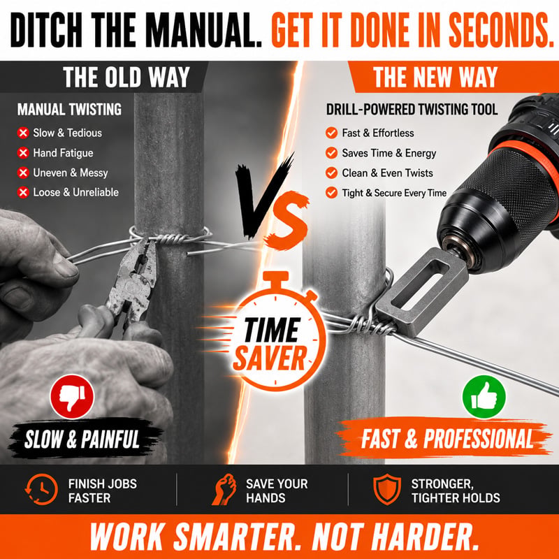 Drill‑Mounted Steel Wire Twisting Tool with Auto Trimming Function
