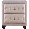 27.9" Tall Bedside Table Blue Upholstered Velvet 2-Drawer Nightstand