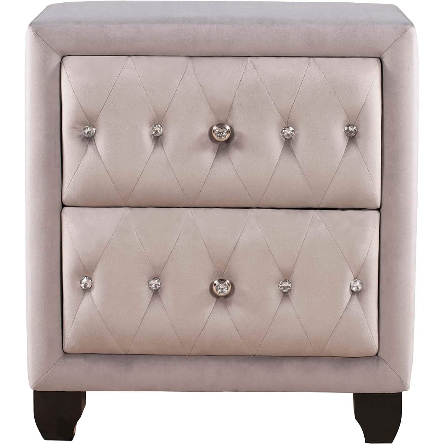27.9" Tall Bedside Table Blue Upholstered Velvet 2-Drawer Nightstand