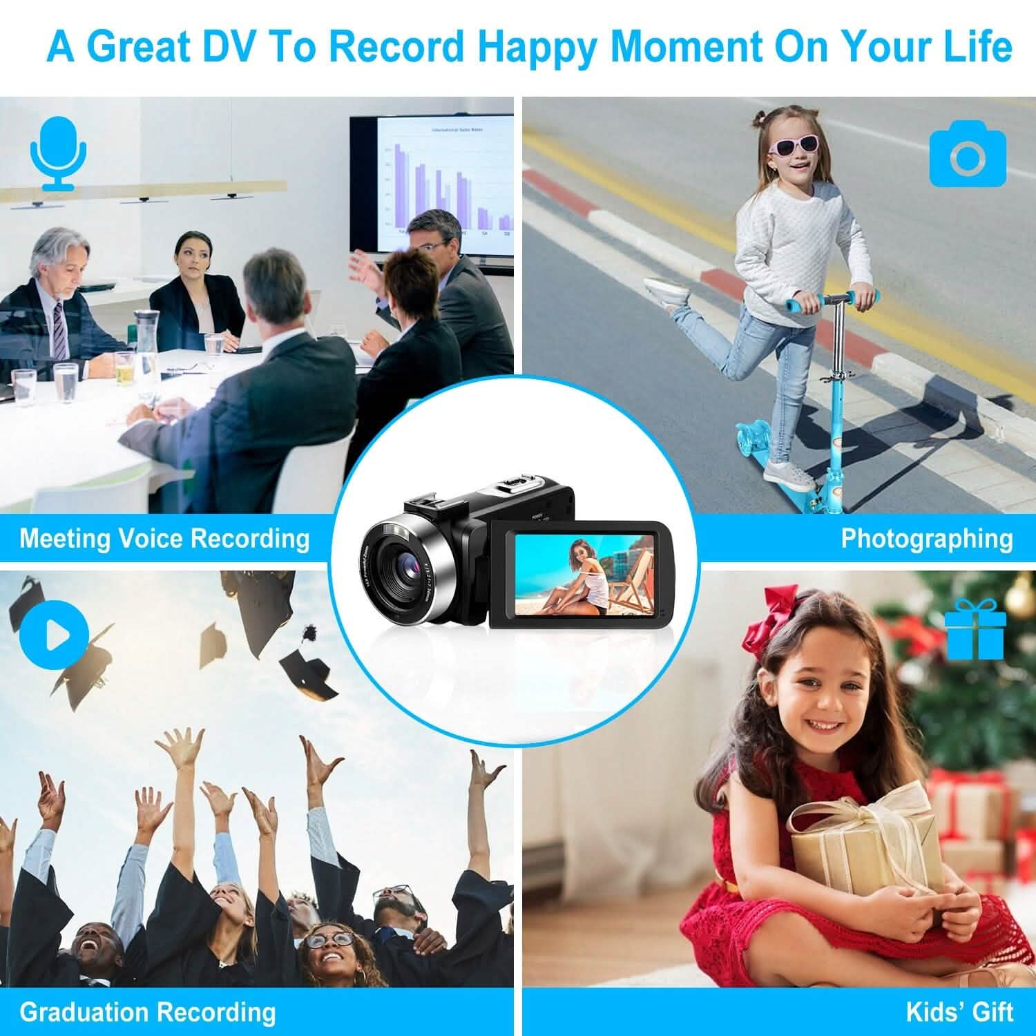 2.7K Camcorder 42MP 18x Zoom Digital Video Camera with 270° Rotating IPS Screen