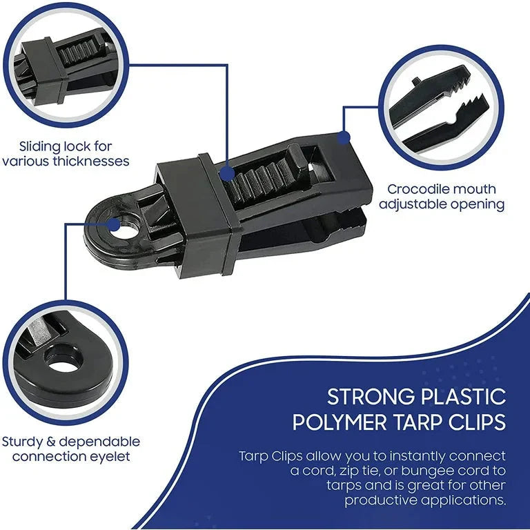 10 Pack Dog Tooth Design Tarp Clips for Camping Tent, Tarp Hoochies etc