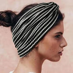 Printed Cross Yoga Headband, Print Hair Band Wide Elastic Hair Band, Twist Knot Headbands