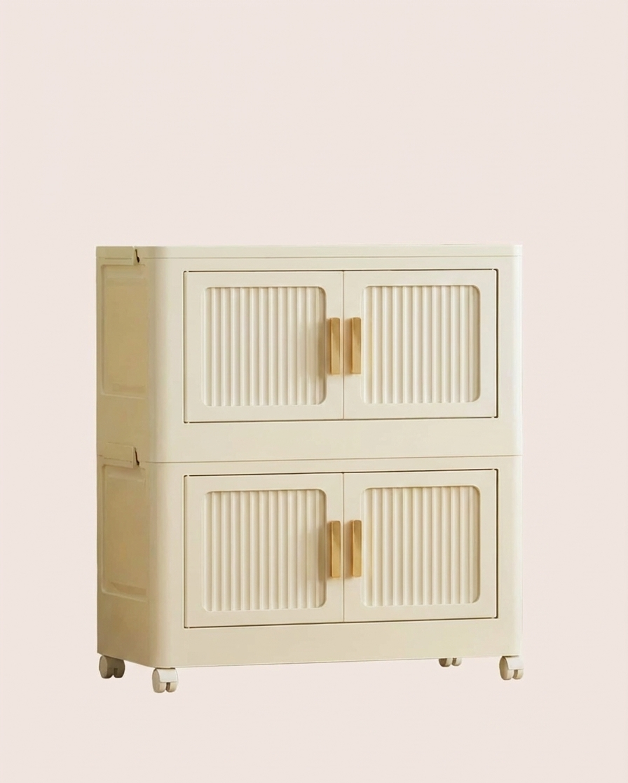 2-6 Layer Foldable Rolling Storage Bin Cabinet