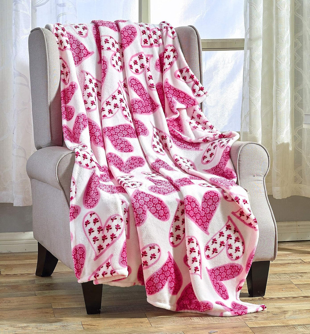 Valentine's Day Heart-Themed Throw Blanket – Ultra Plush, Soft, Cozy, and Luxurious Fleece, 50" x 60"