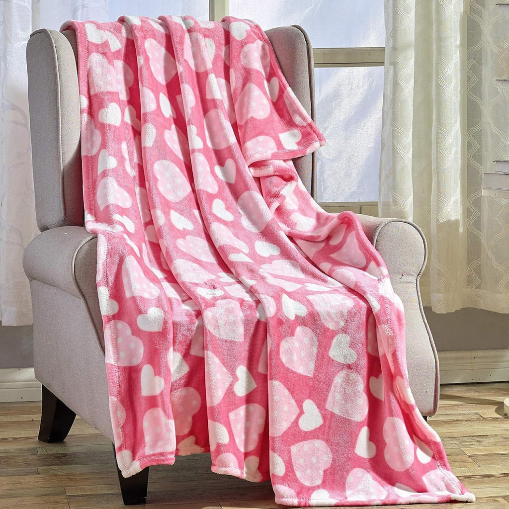 Valentine's Day Heart-Themed Throw Blanket – Ultra Plush, Soft, Cozy, and Luxurious Fleece, 50" x 60"