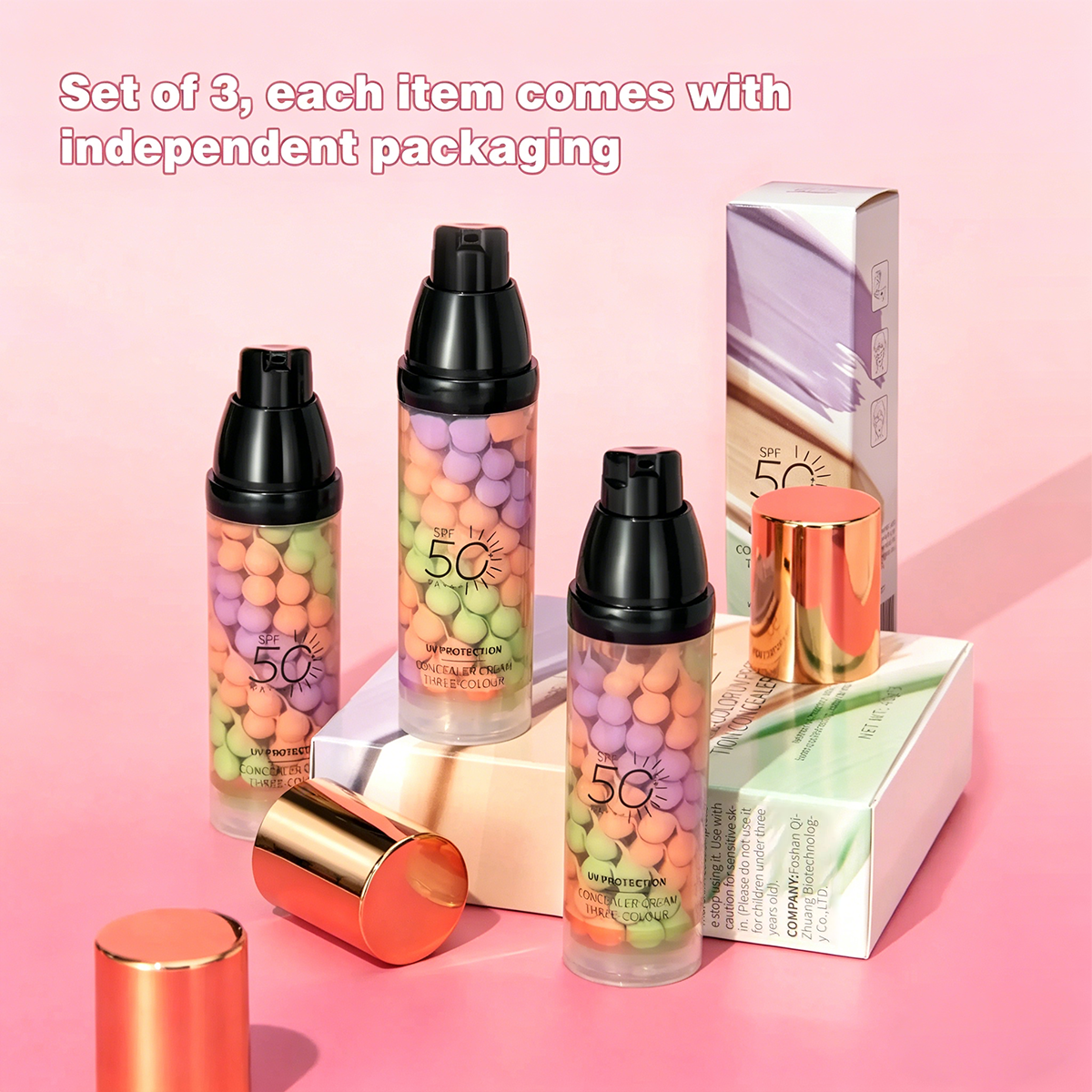 3-In-1 Color Correcting Primer SPF50, Brightening Oil Control Long-Lasting Makeup Base