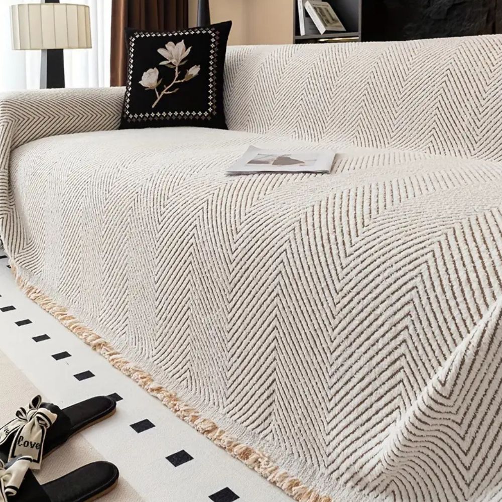 Striped Textured Sofa Cover