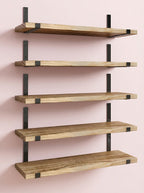 Rustic Wood Floating Wall Shelves with Metal Brackets