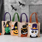 Halloween Treat Bag with Pumpkin Cat Witch and Skull Design