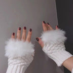 Faux Fur Fingerless Winter Gloves Hand Warmer