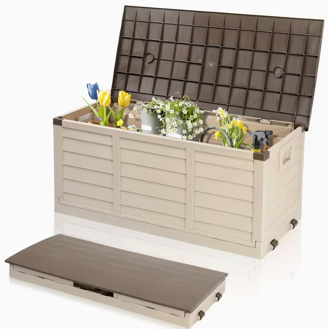 75 Gallon Heavy-Duty Outdoor Deck Box - Waterproof, Lockable