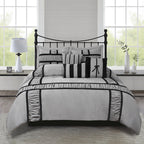 7 Piece Microfiber Ruffle and Patchwork Comforter Set