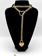 Lock & Key Chain Leather Choker Slip Chain