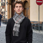 Luxury Plaid Cashmere Winter Scarf for Men