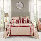 7 Piece Microfiber Ruffle and Patchwork Comforter Set