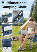 500 lbs Heavy Duty Folding Camping Chair with Cup Holder & Cooler Bag