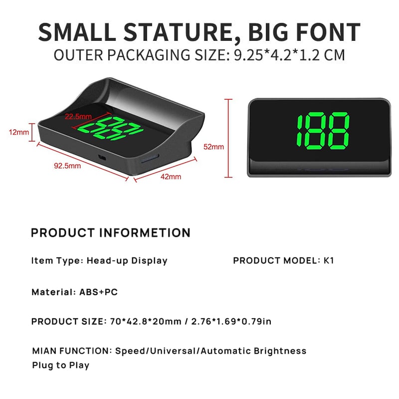 Head-Up Display Car GPS Digital Speedometer – HUD for Cars, Trucks & Motorcycles