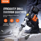 Demolition Jack Hammer Concrete Breaker 1400W Electric Hammer 2 Chisel