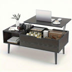 Lift Top Coffee Table with Storage, Wooden Living Room Center Table