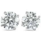 2Ct TW Round Lab Grown Diamond Studs 14K White Gold with Screw Backs