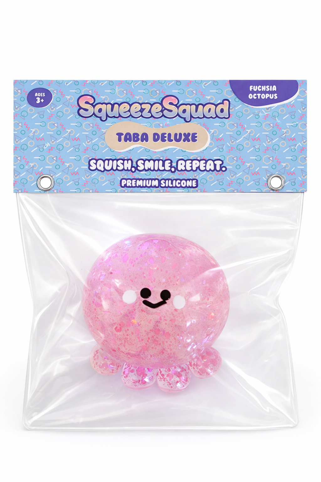 SqueezeSquad Taba Deluxe Silicone Squishy Fuchsia Octopus | Premium Fidget Toy