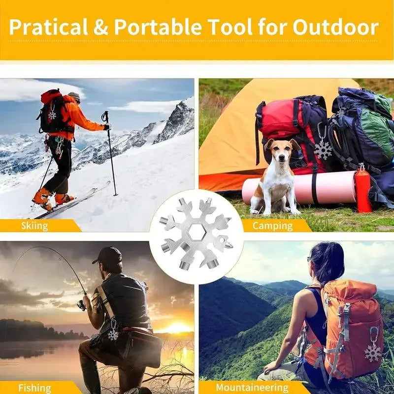 Viral 18-in-1 Snowflake Multi-tool Stainless Steel Portable Wrench | All-in-One Screwdriver & Bottle Opener | Must-Have Survival Gadget
