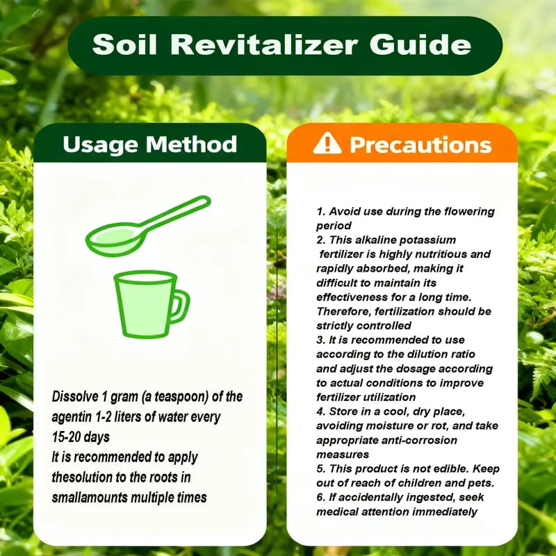 Soil conditioner. Concentrated humic acid formula, suitable for lawns and garden plants.