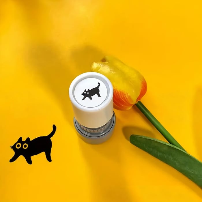 Cat Pattern Stamp, Round Self-inking Stamp