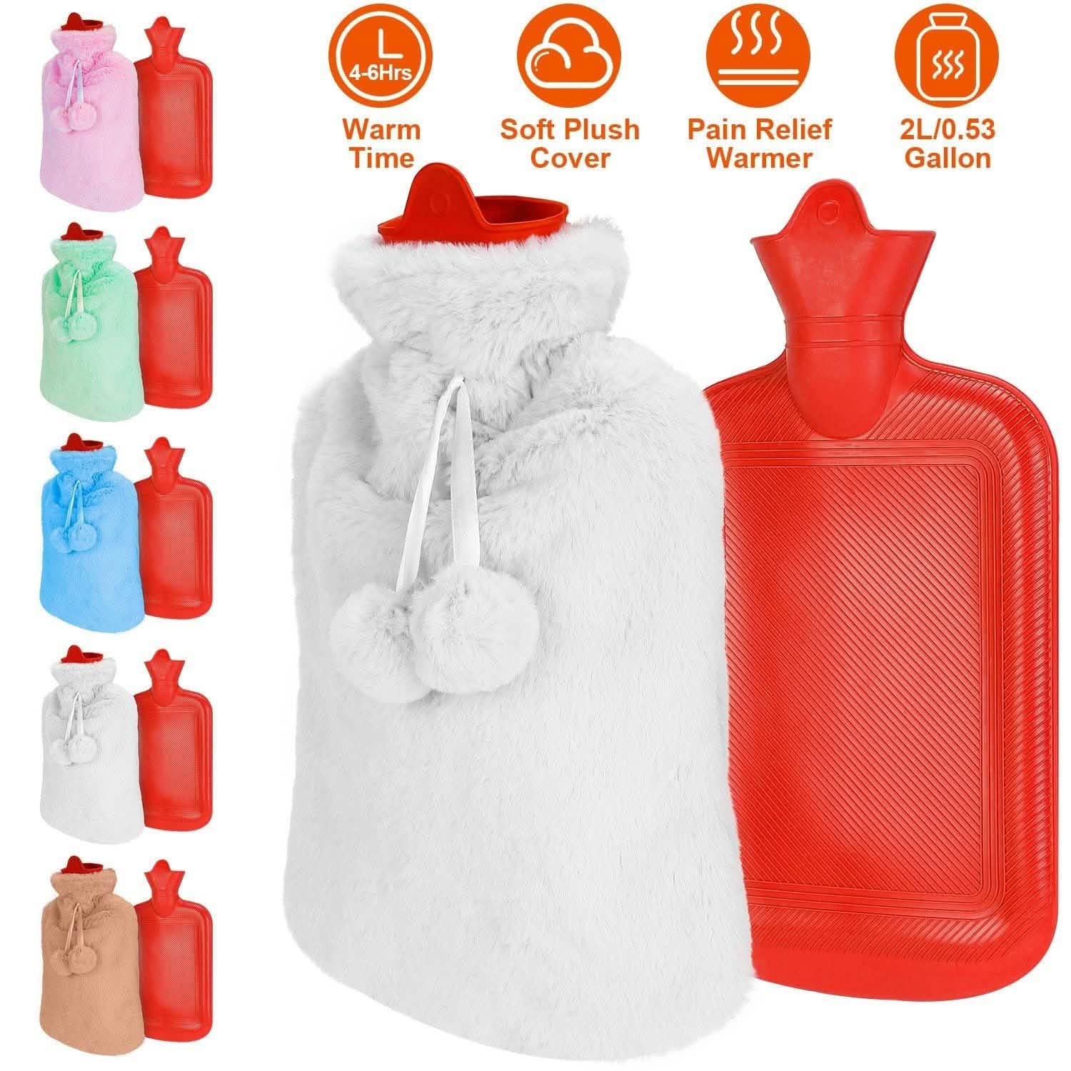 2L Hot Water Bottle with Plush Cover
