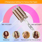 3-Barrel Curling Iron Wand Electric Hair Curler 1" Triple Hair Waver