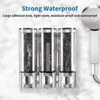3-Chamber Shower Dispenser - Wall Mounted, No Leakage, No Drill