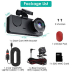3 Channel Dash Cam Front Inside Rear Vehicle Driving Recorder Car DVR