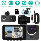 3 Channel Dash Cam Front Inside Rear Vehicle Driving Recorder Car DVR