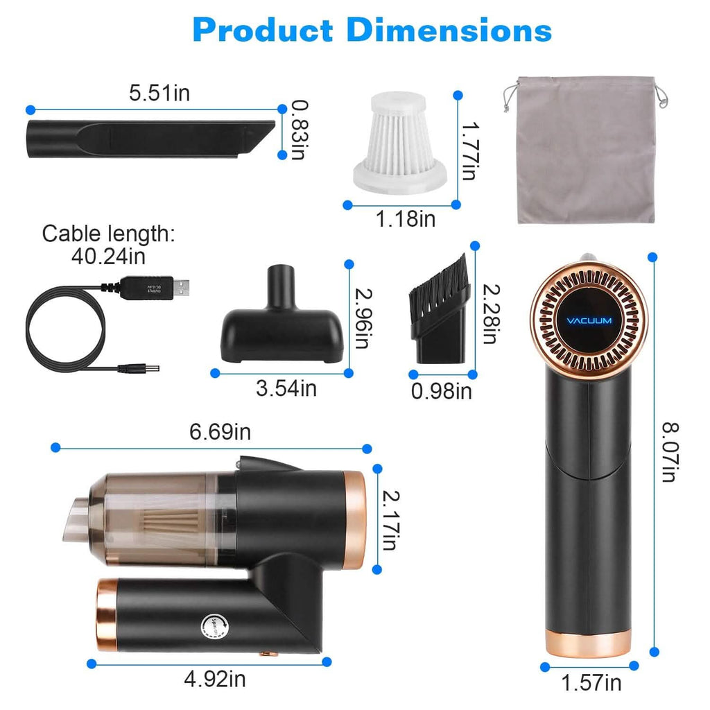 3-in-1 120W Portable Reachable Vacuum with Brush Nozzle