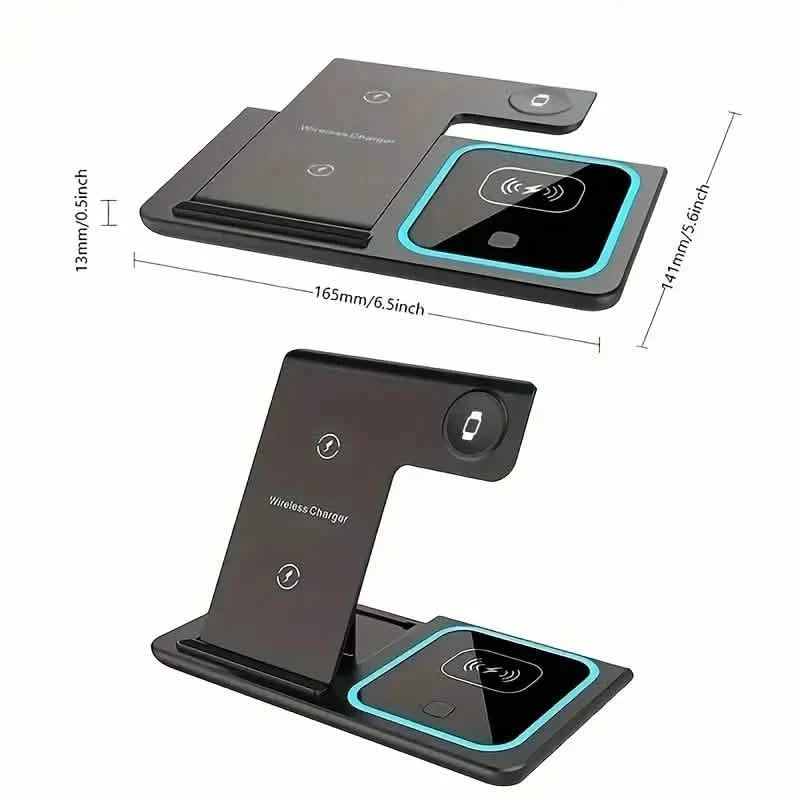 3-in-1 Folding Fast Wireless Charger Station