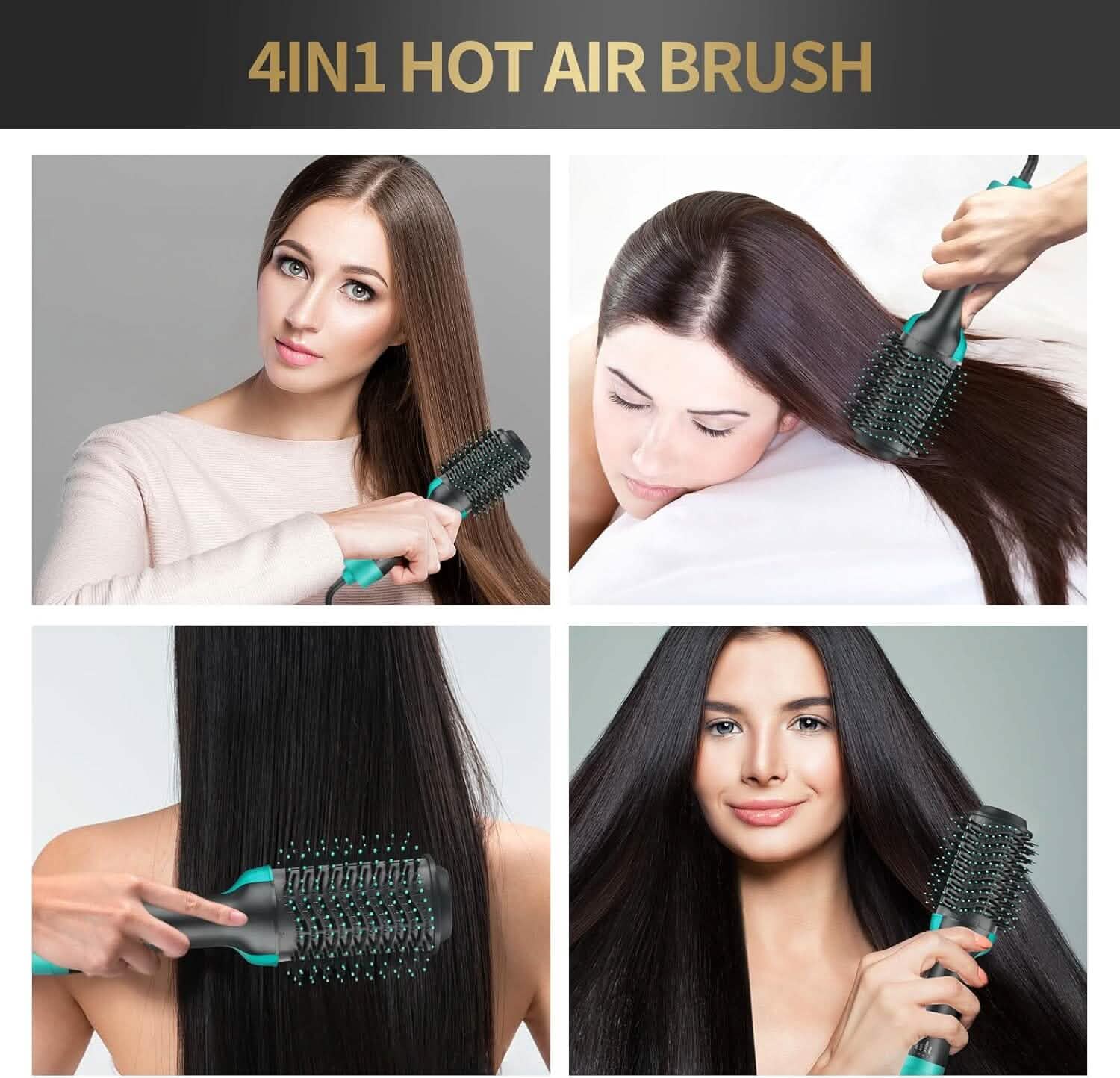 3-in-1 Ionic Straightening Hot Air Brush with Anti-Scald Feature