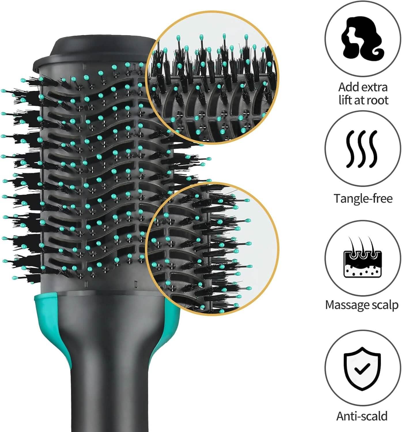 3-in-1 Ionic Straightening Hot Air Brush with Anti-Scald Feature