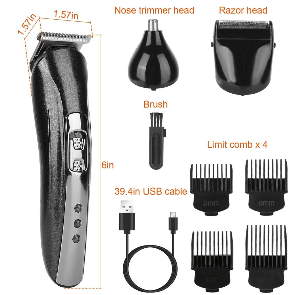 3-in-1 Rechargeable Hair Clipper Cordless Hair Trimmer Shaver
