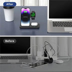 3-in-1 Wireless Charger Qi Fast 15W Charging Stand Pad