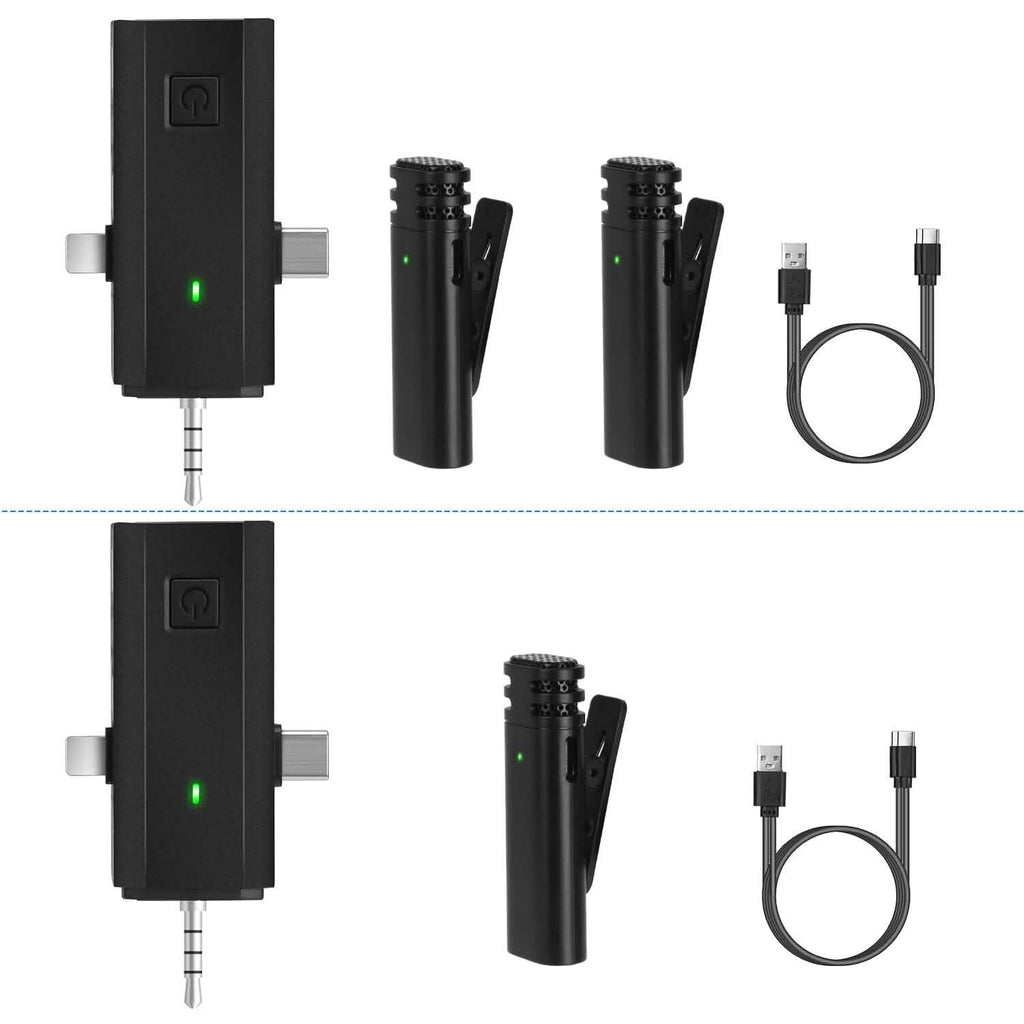 3-in-1 Wireless Clip On Microphone Omnidirectional Noise Reduction Plug