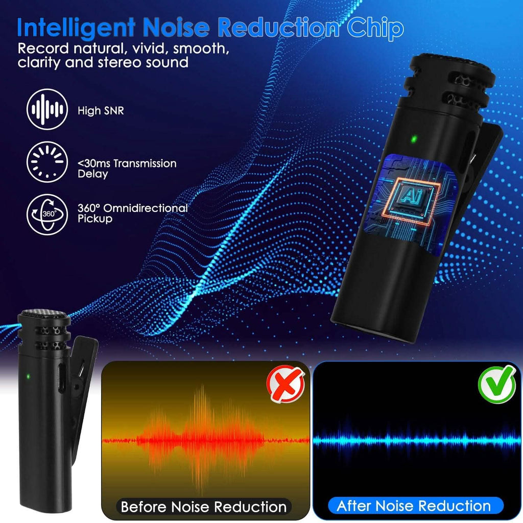 3-in-1 Wireless Clip On Microphone Omnidirectional Noise Reduction Plug