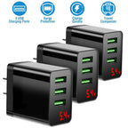 3-Pack: 3-Port USB Hub Charger Wall Power Charging Plug Adapter