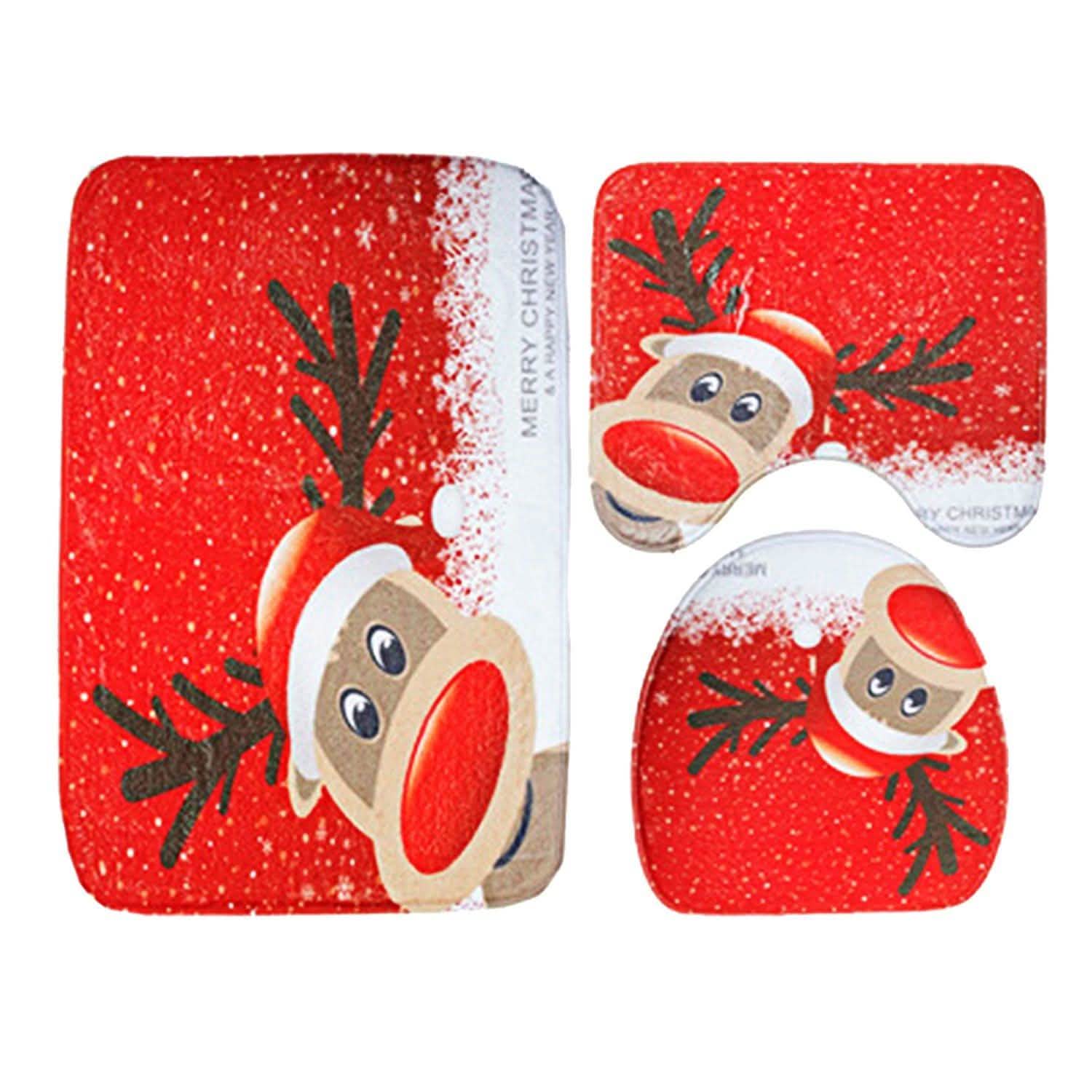 3-Pack: Christmas Bathroom Rugs Set