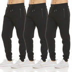 3-Pack: Men's Fleece Active Jogger Pants with Zipper Pockets