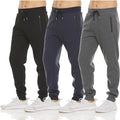 3-Pack: Men's Fleece Active Joggers with Zipper Pockets