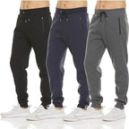 3-Pack: Men's Fleece Active Joggers with Zipper Pockets