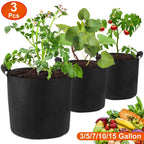 3-Pack: Planter Bags Breathable Planting Fabric Pots with Harvest Window