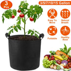 3-Pack: Planter Bags Breathable Planting Fabric Pots with Harvest Window